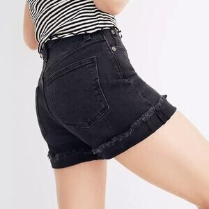Madewell High-Rise Denim Boyshorts in Faded Black 26